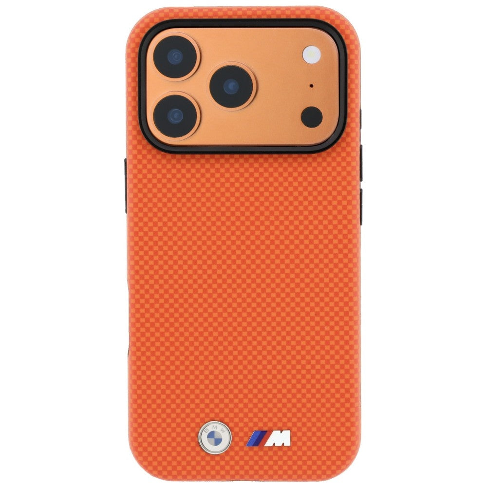 BMW M Quadrille Kevlar Metal Logo MagSafe dėklas skirtas iPhone 17 Pro Max / 18 Pro Max - Oranžinė -- iPhone 17 Pro Max /...
