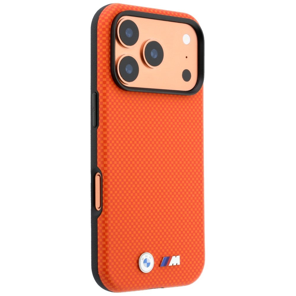 BMW M Quadrille Kevlar Metal Logo MagSafe dėklas skirtas iPhone 17 Pro Max / 18 Pro Max - Oranžinė -- iPhone 17 Pro Max /...
