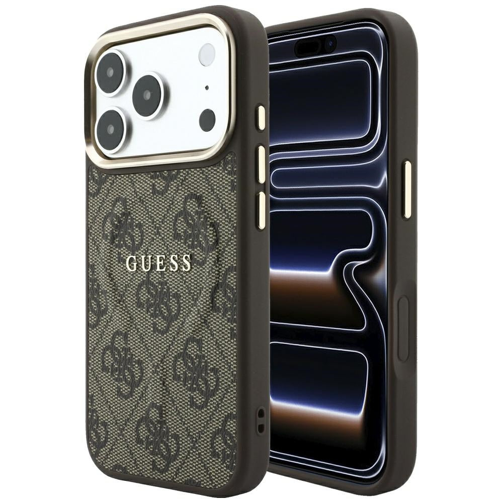 Guess Embossed 4G Classic MagSafe dėklas skirtas iPhone 17 Pro / 18 Pro - Ruda -- iPhone 17 Pro / iPhone 18 Pro