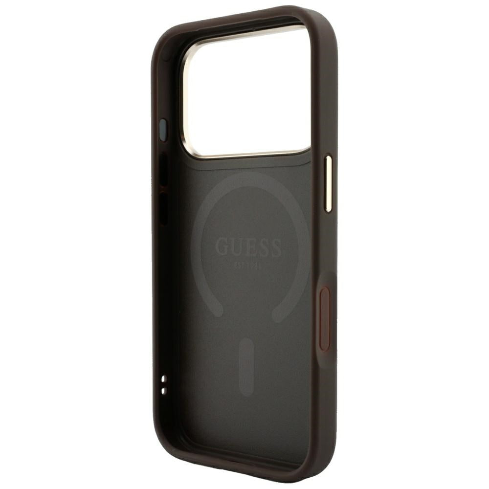 Guess Embossed 4G Classic MagSafe dėklas skirtas iPhone 17 Pro / 18 Pro - Ruda -- iPhone 17 Pro / iPhone 18 Pro