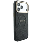 Guess Embossed 4G Classic MagSafe dėklas iPhone 17 Pro / 18 Pro - Juodas -- iPhone 17 Pro / iPhone 18 Pro