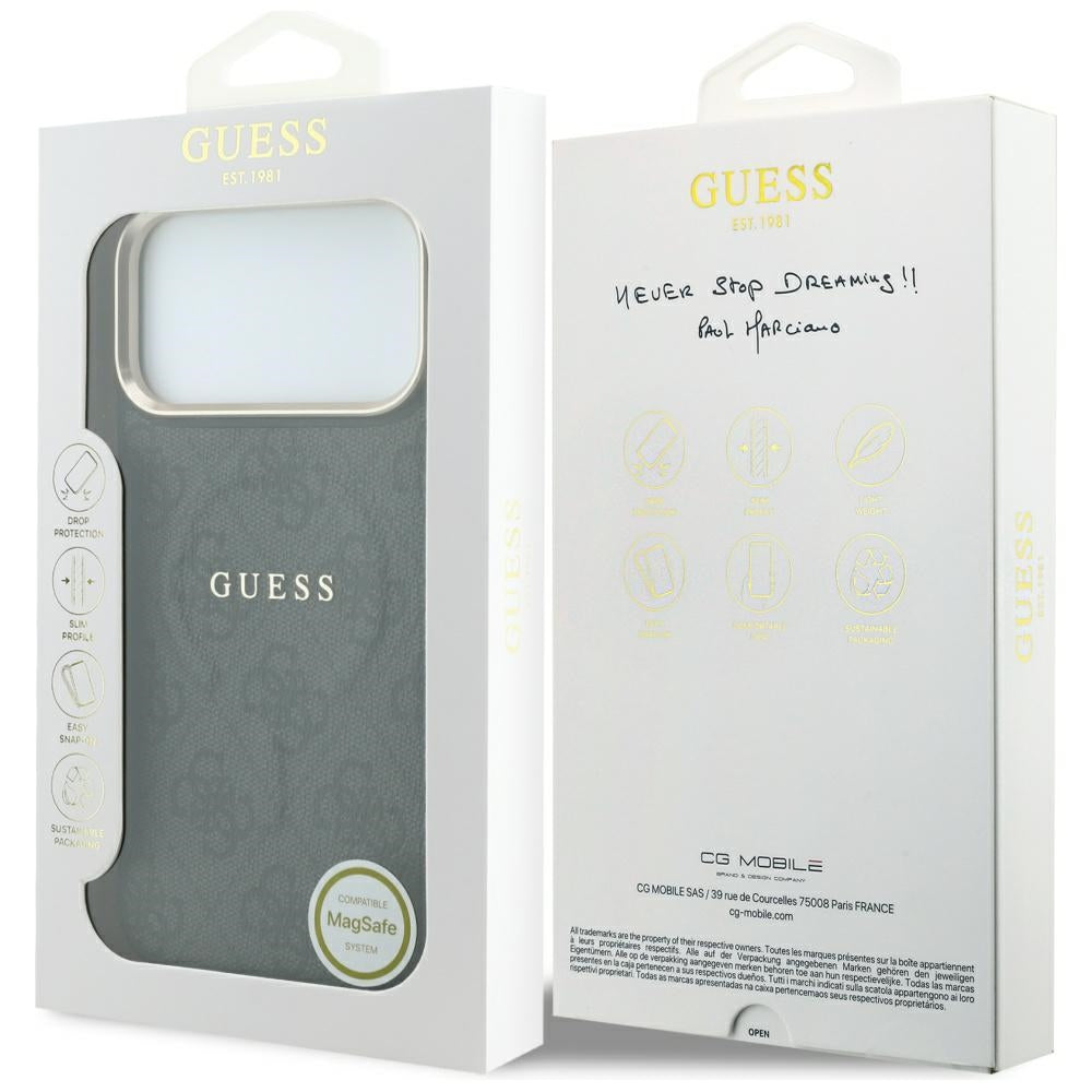 Guess Embossed 4G Classic MagSafe dėklas iPhone 17 Pro / 18 Pro - Juodas -- iPhone 17 Pro / iPhone 18 Pro