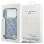 Guess Embossed 4G Classic MagSafe dėklas iPhone 17 Pro / 18 Pro - Mėlynas -- iPhone 17 Pro / iPhone 18 Pro