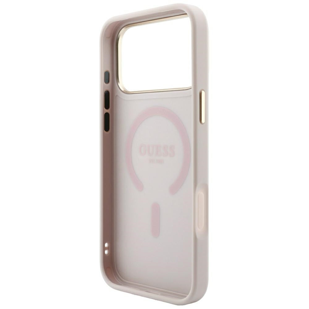 Guess Embossed 4G Classic MagSafe dėklas iPhone 17 Pro / 18 Pro - Rožinis -- iPhone 17 Pro / iPhone 18 Pro