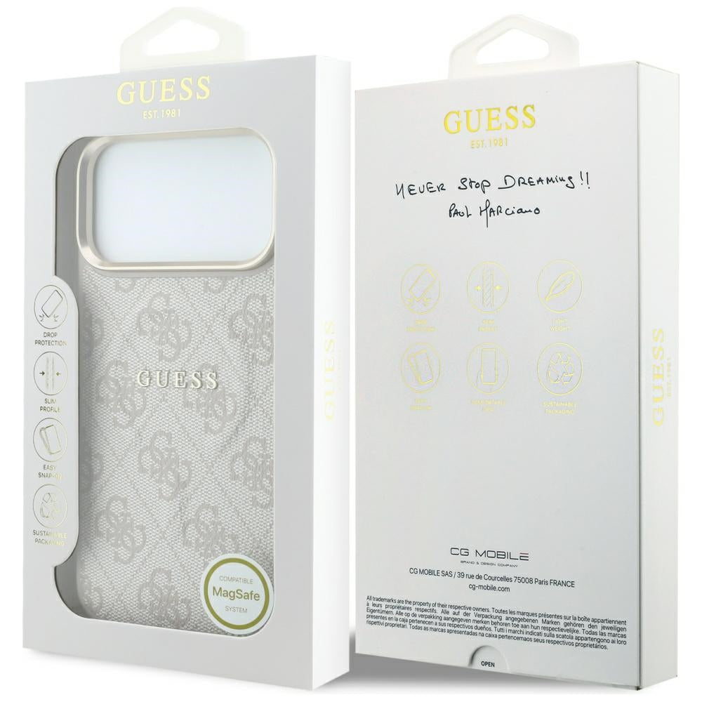 Guess Embossed 4G Classic MagSafe dėklas iPhone 17 Pro / 18 Pro - Rožinis -- iPhone 17 Pro / iPhone 18 Pro