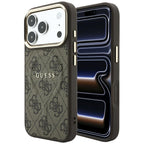 Guess Embossed 4G Classic MagSafe dėklas iPhone 17 Pro Max / 18 Pro Max - Rudas -- iPhone 17 Pro Max / iPhone 18 Pro Max