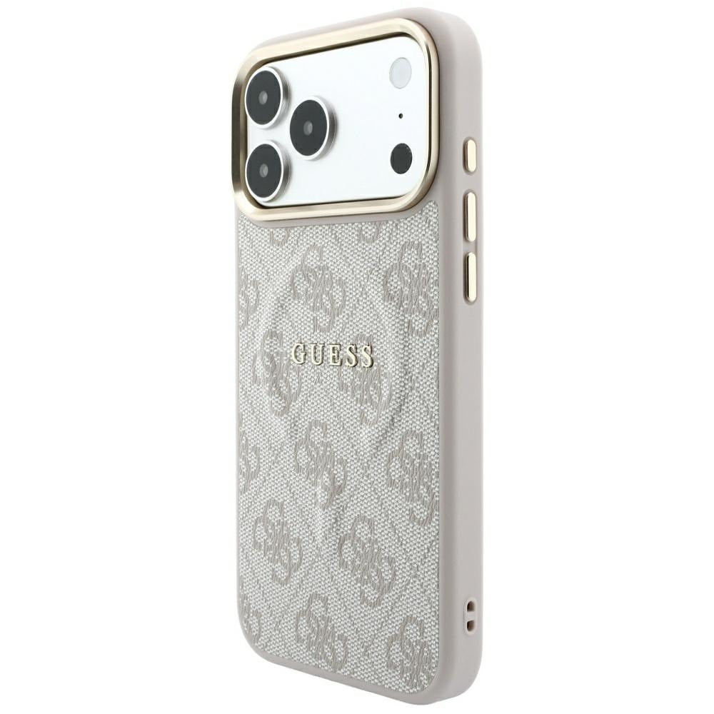 Guess Reljefo 4G Klasikinis MagSafe dėklas iPhone 17 Pro Max / 18 Pro Max - Rožinė -- iPhone 17 Pro Max / iPhone 18 Pro Max