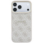 Guess Reljefo 4G Klasikinis MagSafe dėklas iPhone 17 Pro Max / 18 Pro Max - Rožinė -- iPhone 17 Pro Max / iPhone 18 Pro Max