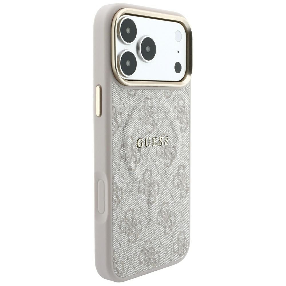 Guess Reljefo 4G Klasikinis MagSafe dėklas iPhone 17 Pro Max / 18 Pro Max - Rožinė -- iPhone 17 Pro Max / iPhone 18 Pro Max