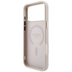 Guess Reljefo 4G Klasikinis MagSafe dėklas iPhone 17 Pro Max / 18 Pro Max - Rožinė -- iPhone 17 Pro Max / iPhone 18 Pro Max