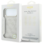 Guess Reljefo 4G Klasikinis MagSafe dėklas iPhone 17 Pro Max / 18 Pro Max - Rožinė -- iPhone 17 Pro Max / iPhone 18 Pro Max