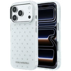 Karl Lagerfeld IML blizgūs dėklas su visapusiu logotipu ir elektrinės plokavimo logotipu - baltas (iPhone 17 Pro / 18...
