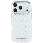 Karl Lagerfeld IML blizgūs dėklas su visapusiu logotipu ir elektrinės plokavimo logotipu - baltas (iPhone 17 Pro / 18...
