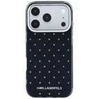Karl Lagerfeld IML blizgūs dėklas su visapusiu logotipu ir elektrinės plokavimo logotipu - juodas (iPhone 17 Pro / 18...