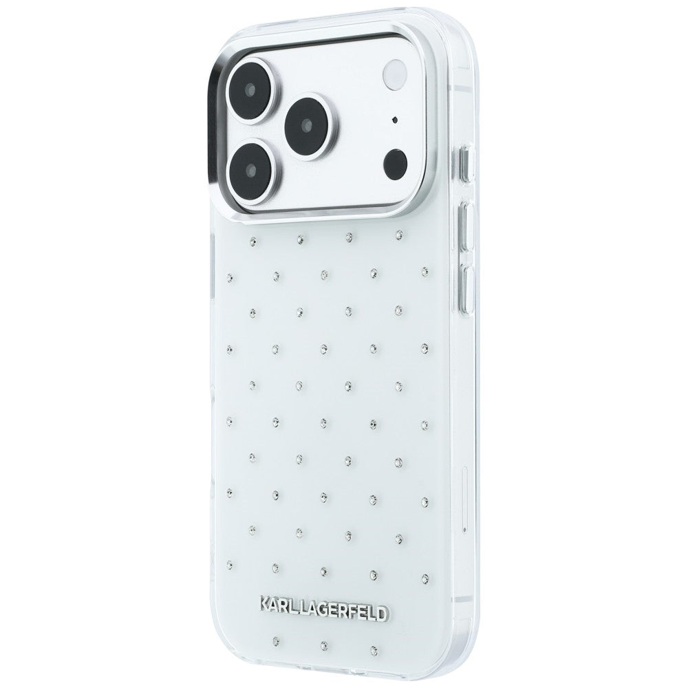 Karl Lagerfeld IML kristalai visame paviršiuje ir galivanizuoto logotipo dėklas iPhone 17 Pro Max / 18 Pro Max - baltas...