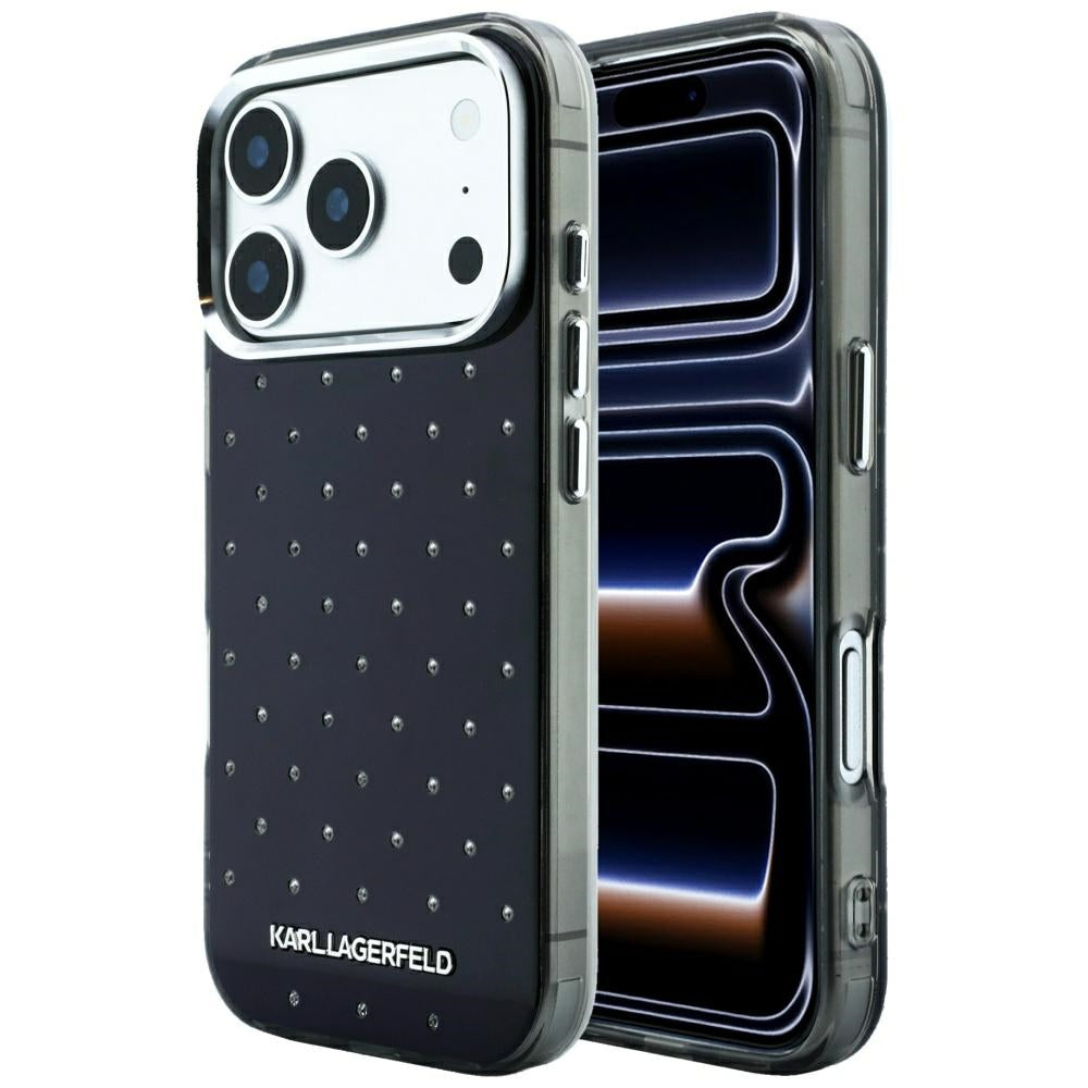 Karl Lagerfeld IML kristalai visame paviršiuje ir galivanizuoto logotipo dėklas iPhone 17 Pro Max / 18 Pro Max - juodas...