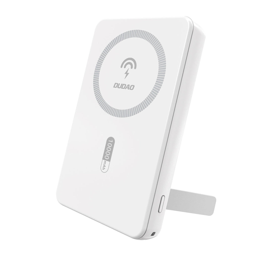 Magnetinis powerbank Dudao K14S+ 10000mAh 22.5W USB-A + USB-C suderinamassu MagSafe su stovu - baltas -- Powerbanks