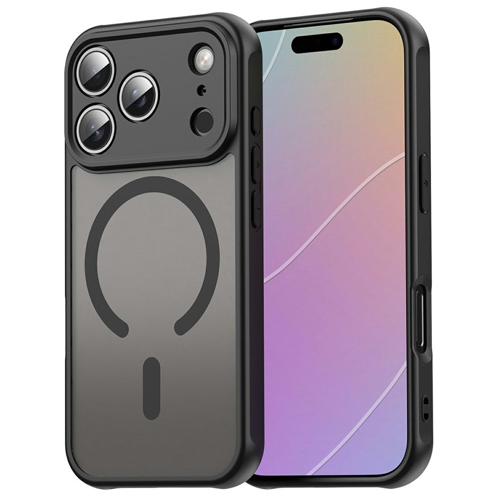 Dėklas iPhone 18 Pro / 17 Pro, magnetinis matinis, atsparus smūgiams, PC TPU – juodas -- iPhone 18 Pro / iPhone 17 Pro