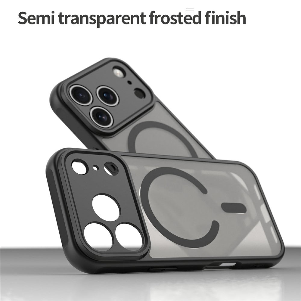 Dėklas iPhone 18 Pro / 17 Pro, magnetinis matinis, atsparus smūgiams, PC TPU – juodas -- iPhone 18 Pro / iPhone 17 Pro