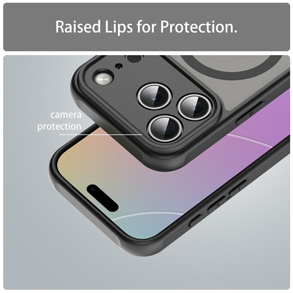 Apsauginis dėklas iPhone 18 Pro Max / 17 Pro Max PC TPU, magnetinis, matinis, atsparus smūgiams - juodas -- iPhone 18 Pro...