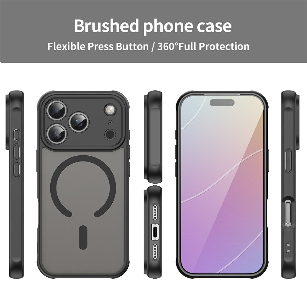 Apsauginis dėklas iPhone 18 Pro Max / 17 Pro Max PC TPU, magnetinis, matinis, atsparus smūgiams - juodas -- iPhone 18 Pro...