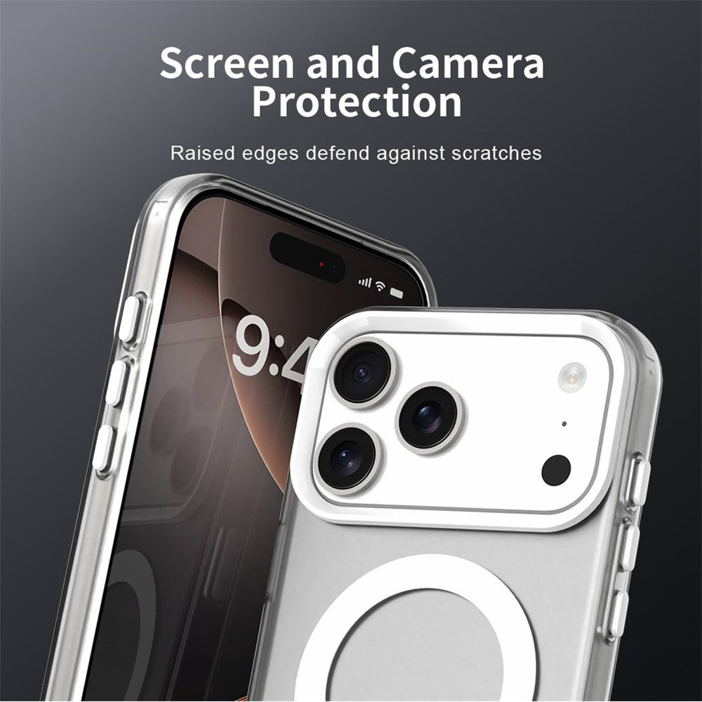 Apsauginis hibridinis magnetinis dėklas iPhone 18 Pro / 17 Pro, atsparus smūgiams - baltas -- iPhone 18 Pro / iPhone 17 Pro