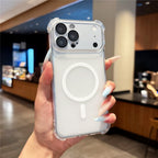 Dėklas iPhone 18 Pro Max / 17 Pro Max, magnetinis, TPU, su nuimamu kameros dangteliu - skaidrus -- iPhone 18 Pro Max /...
