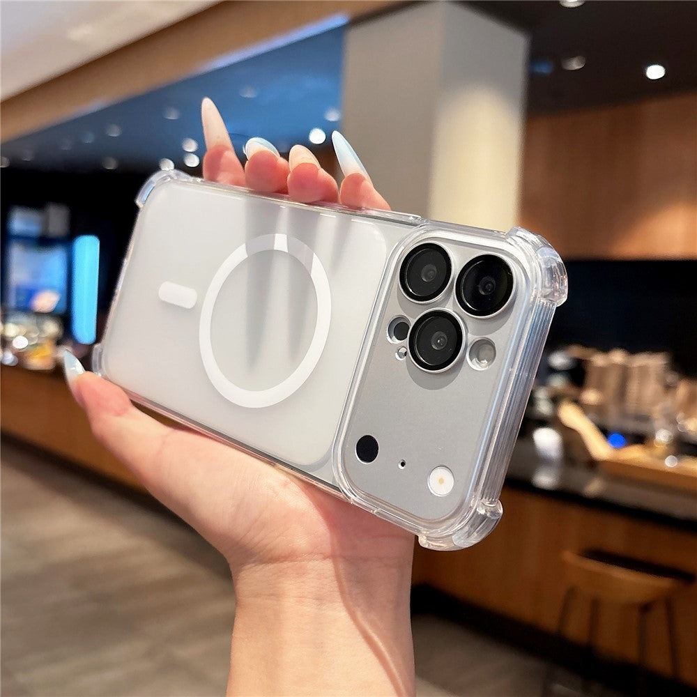 Dėklas iPhone 18 Pro Max / 17 Pro Max, magnetinis, TPU, su nuimamu kameros dangteliu - skaidrus -- iPhone 18 Pro Max /...