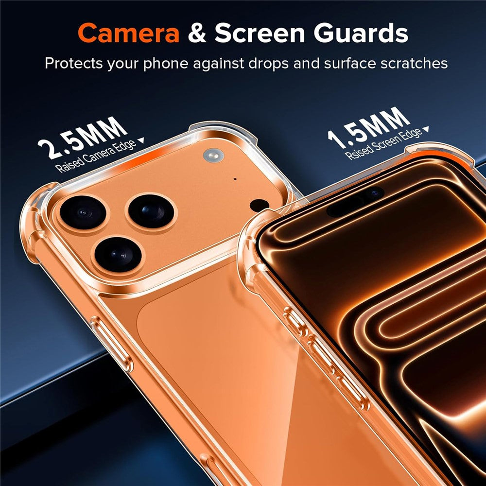 Hibridinis akrilo ir TPU dėklas iPhone 18 Pro / 17 Pro su kameros apsauga - skaidrus -- iPhone 18 Pro / iPhone 17 Pro