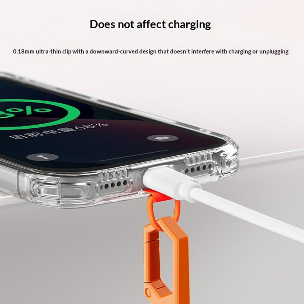 Dirželis telefonui ant kaklo ir per petį 150 cm reguliuojamo ilgio su plienine plokštele - oranžinis -- Uncategorized