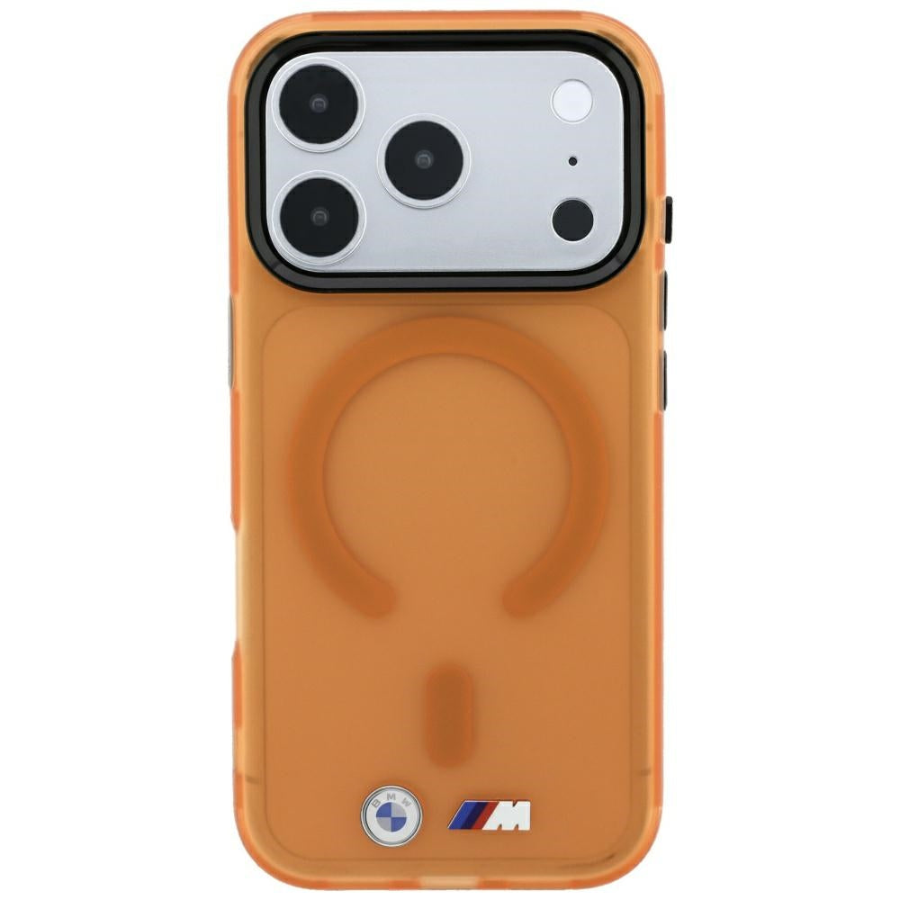 BMW M IML Šerkšto metalo logotipas ir apvadai MagSafe dėklas iPhone 17 Pro Max / 18 Pro Max - oranžinis -- iPhone 17 Pro...