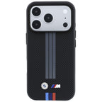 BMW M Quadrille Kevlar Anthracite & Tricolor Print Lines MagSafe dėklas iPhone 17 Pro / 18 Pro - Juodas -- iPhone 17 Pro...
