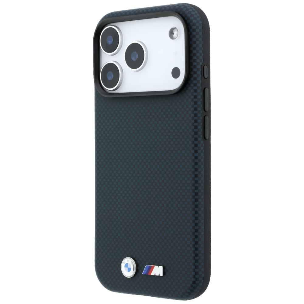 BMW M Quadrille Kevlar Metal Logo MagSafe dėklas iPhone 17 Pro / 18 Pro - Tamsiai mėlynas -- iPhone 17 Pro / iPhone 18 Pro