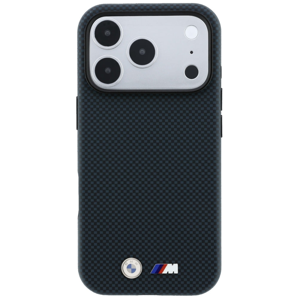 BMW M Quadrille Kevlar Metal Logo MagSafe dėklas iPhone 17 Pro / 18 Pro - Tamsiai mėlynas -- iPhone 17 Pro / iPhone 18 Pro