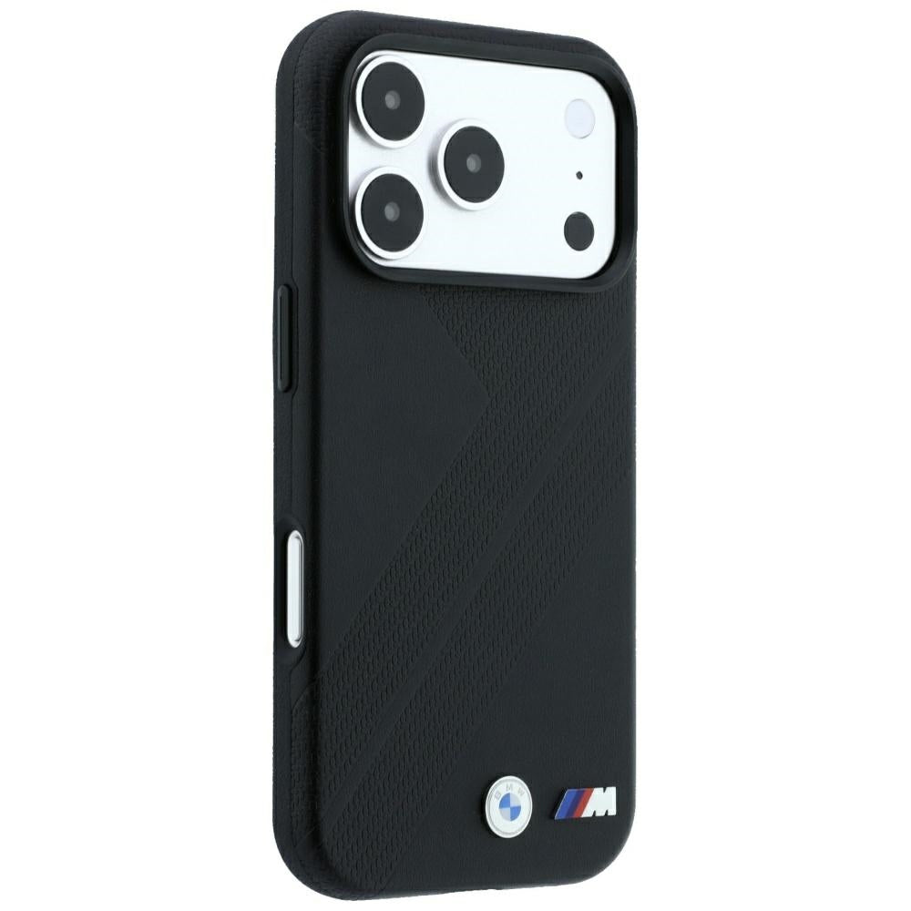 BMW M Tire Track Metal Logo MagSafe dėklas iPhone 17 Pro / 18 Pro - juodas -- iPhone 17 Pro / iPhone 18 Pro