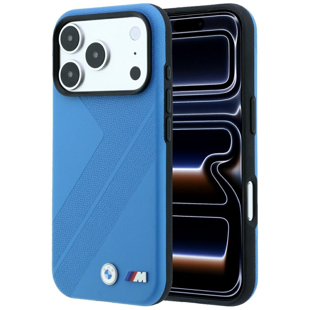 BMW M Tire Track Metal Logo MagSafe dėklas iPhone 17 Pro / 18 Pro - mėlynas -- iPhone 17 Pro / iPhone 18 Pro