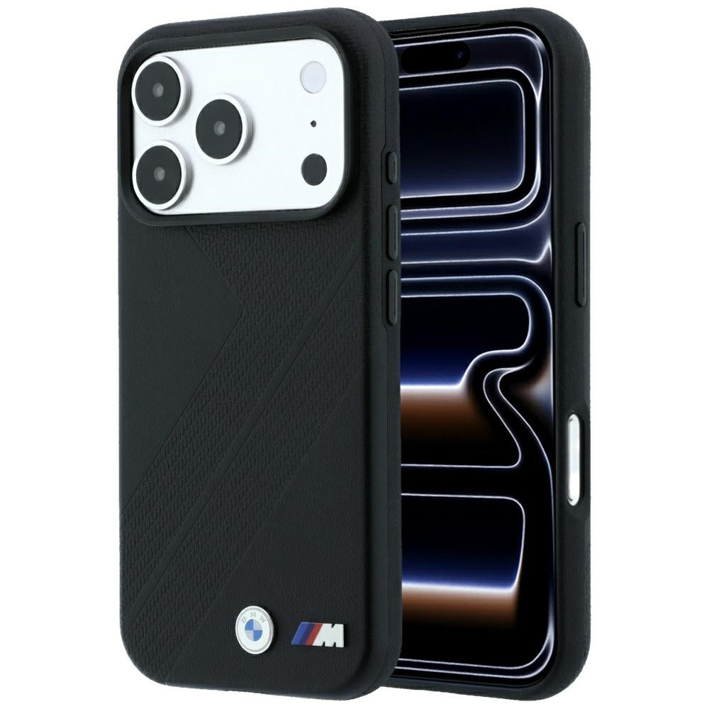 BMW M Tire Track Metal Logo MagSafe dėklas iPhone 17 Pro Max / 18 Pro Max - juodas -- iPhone 17 Pro Max / iPhone 18 Pro Max