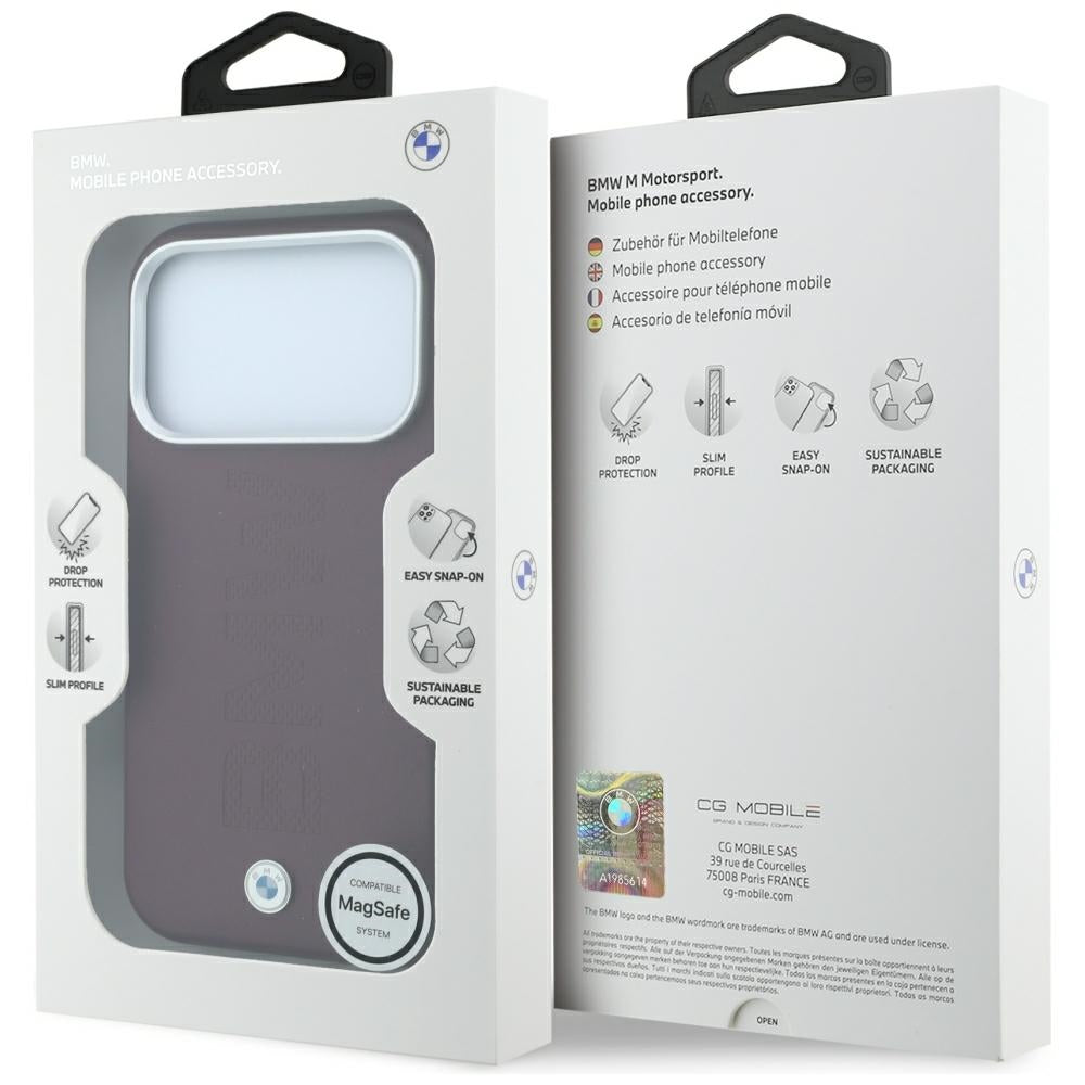 BMW Sign Centruotai įspaustas MagSafe dėklas iPhone 17 Pro / 18 Pro - Bordo spalva -- iPhone 17 Pro / iPhone 18 Pro