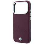 BMW ženklas su pasviriusiomis embosavimo raidėmis MagSafe dėklas iPhone 17 Pro Max / 18 Pro Max - Bordo -- iPhone 17 Pro...