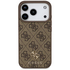 Guess 4G mažas klasikinis logotipas MagSafe dėklas iPhone 17 Pro / 18 Pro - Rudas -- iPhone 17 Pro / iPhone 18 Pro