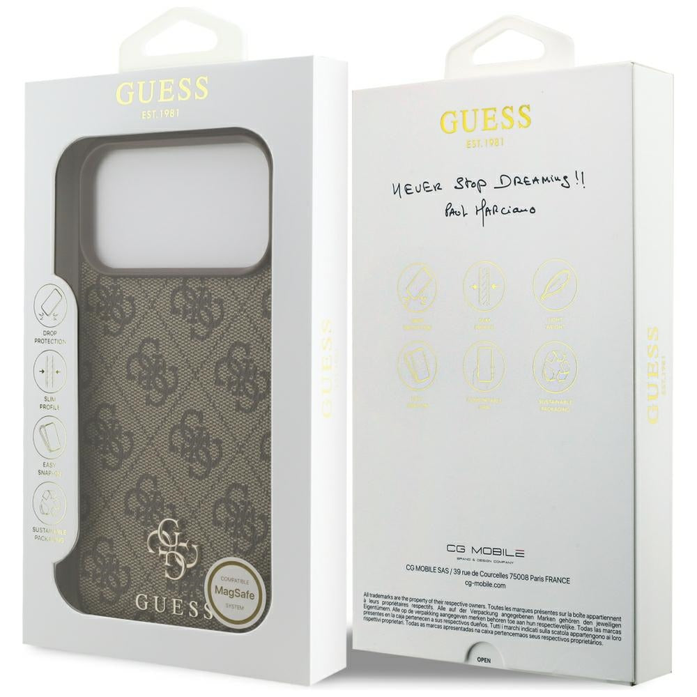 Guess 4G mažo klasikinio logotipo MagSafe dėklas iPhone 17 Pro Max / 18 Pro Max - Ruda -- iPhone 17 Pro Max / iPhone 18...