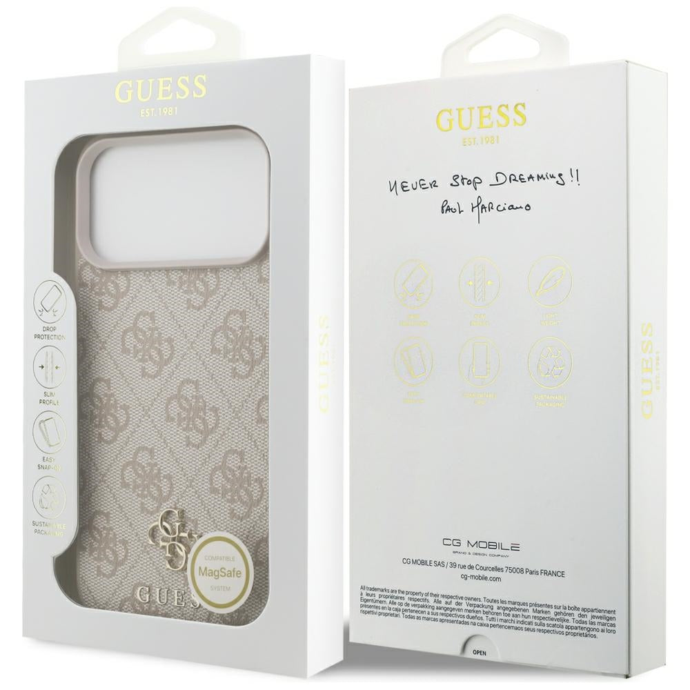 Guess 4G mažo klasikinio logotipo MagSafe dėklas iPhone 17 Pro Max / 18 Pro Max - Rožinė -- iPhone 17 Pro Max / iPhone 18...