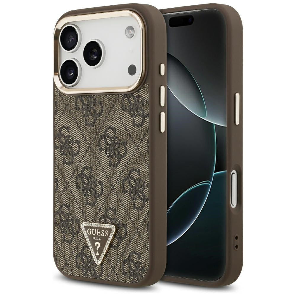 Guess 4G trikampio logotipo MagSafe dėklas iPhone 17 Pro / 18 Pro - Ruda -- iPhone 17 Pro / iPhone 18 Pro