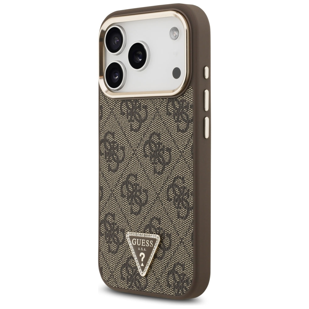 Guess 4G trikampio logotipo MagSafe dėklas iPhone 17 Pro / 18 Pro - Ruda -- iPhone 17 Pro / iPhone 18 Pro