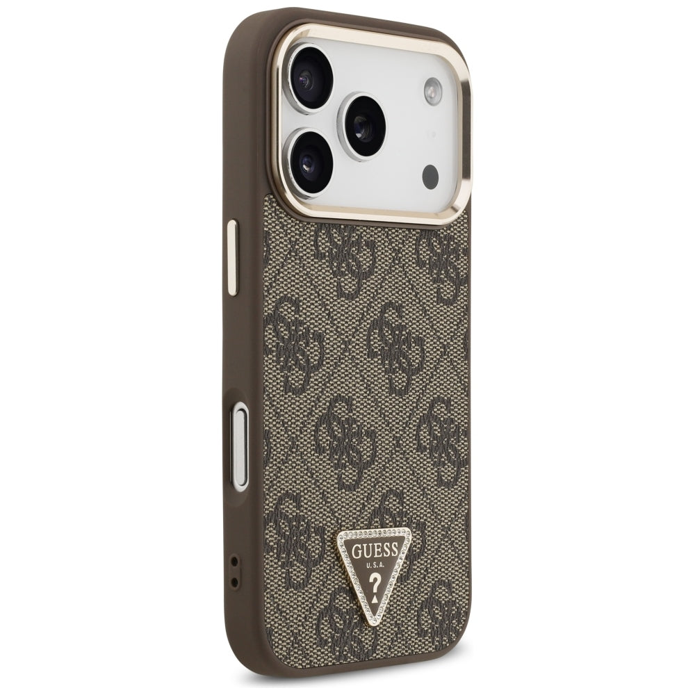 Guess 4G trikampio logotipo MagSafe dėklas iPhone 17 Pro / 18 Pro - Ruda -- iPhone 17 Pro / iPhone 18 Pro