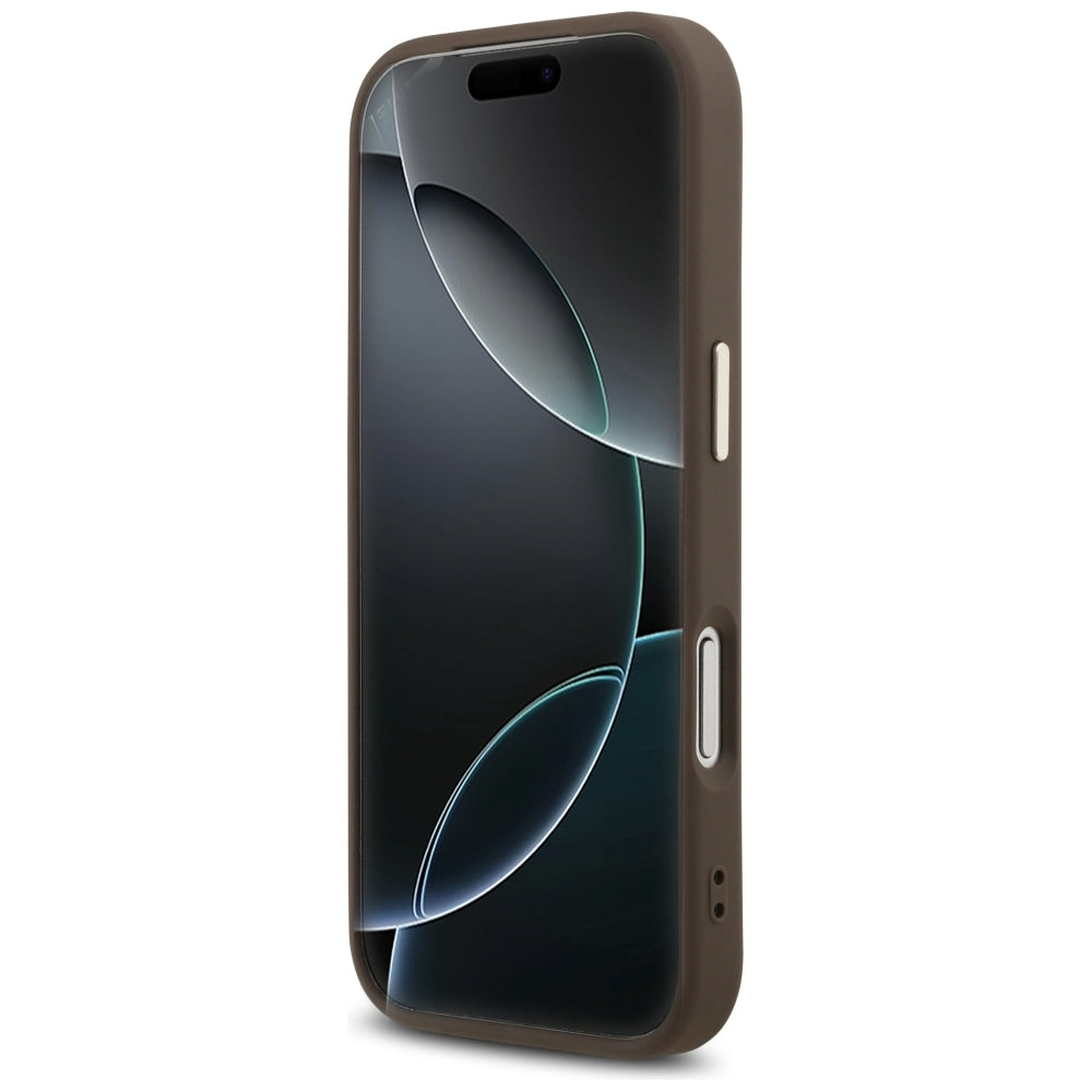 Guess 4G trikampio logotipo MagSafe dėklas iPhone 17 Pro / 18 Pro - Ruda -- iPhone 17 Pro / iPhone 18 Pro