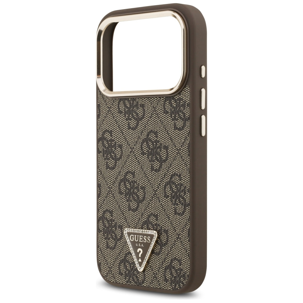 Guess 4G trikampio logotipo MagSafe dėklas iPhone 17 Pro / 18 Pro - Ruda -- iPhone 17 Pro / iPhone 18 Pro