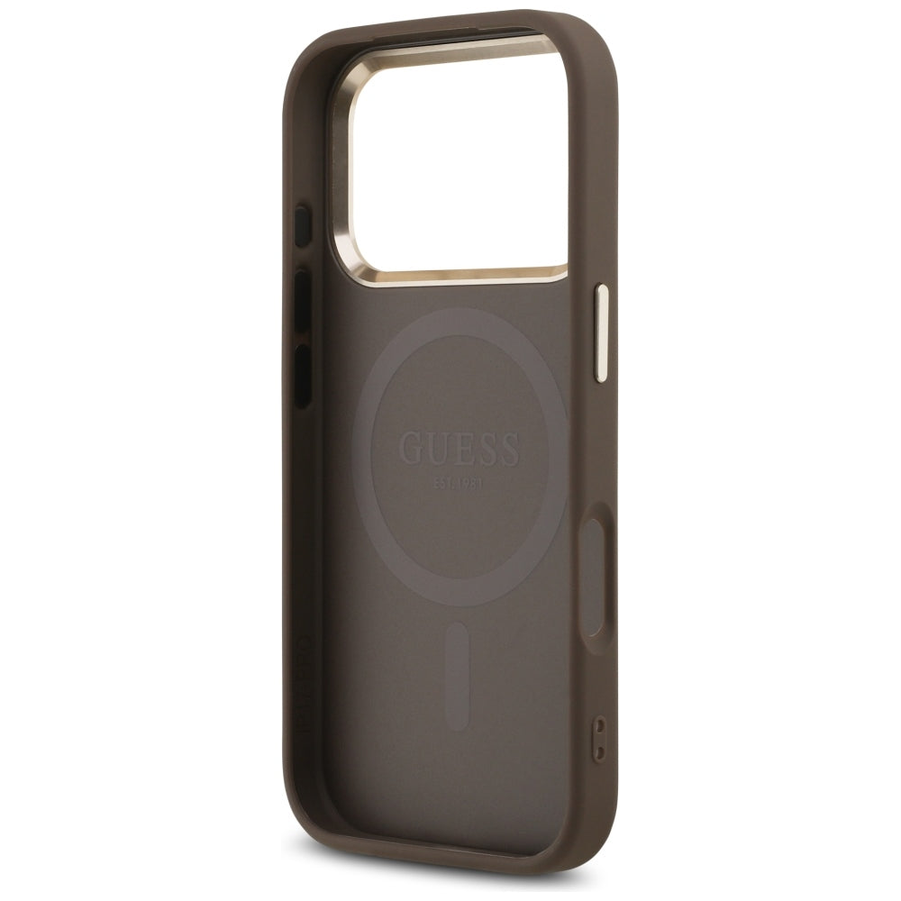 Guess 4G trikampio logotipo MagSafe dėklas iPhone 17 Pro / 18 Pro - Ruda -- iPhone 17 Pro / iPhone 18 Pro