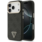 Guess 4G trikampio logotipo MagSafe dėklas iPhone 17 Pro / 18 Pro - Juoda ir auksinė -- iPhone 17 Pro / iPhone 18 Pro