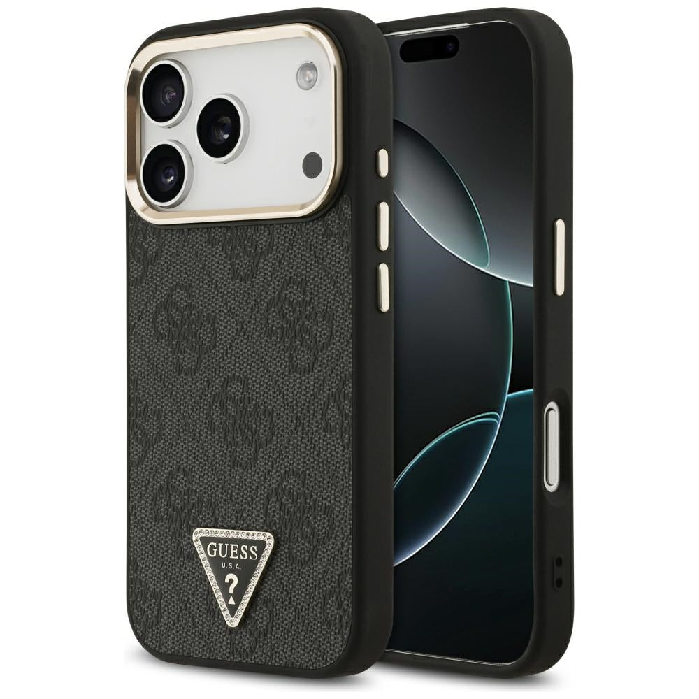 Guess 4G trikampio logotipo MagSafe dėklas iPhone 17 Pro / 18 Pro - Juoda ir auksinė -- iPhone 17 Pro / iPhone 18 Pro